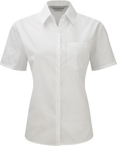 Russell Collection RU935F - LADIES' SHORT SLEEVE POLYCOTTON EASY CARE POPLIN SHIRT White