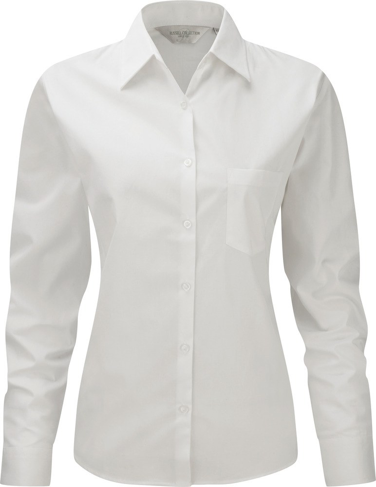 Russell Collection RU936F - Ladies' Long Sleeve Pure Cotton Easy Care Poplin Shirt