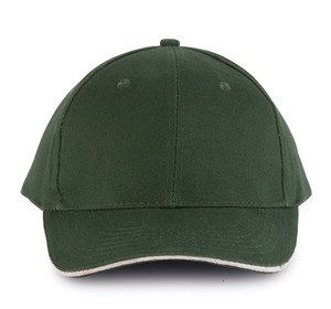 K-up KP011 - ORLANDO - MEN'S 6 PANEL CAP Forest Green / Beige