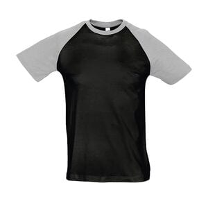 SOL'S 11190 - Funky Men's Two Colour Raglan Sleeve T Shirt Noir / Gris Chiné