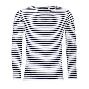 SOL'S 01402 - MARINE MEN Long Sleeve Striped T Shirt Blanc / Marine