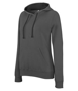 Kariban K465 - Ladies’ contrast hooded sweatshirt Dark Grey / Black