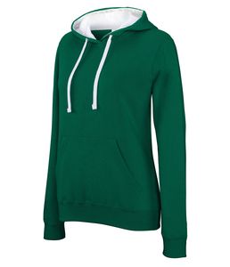 Kariban K465 - Ladies’ contrast hooded sweatshirt Light Kelly Green / White