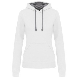 Kariban K465 - Ladies’ contrast hooded sweatshirt White / Fine Grey