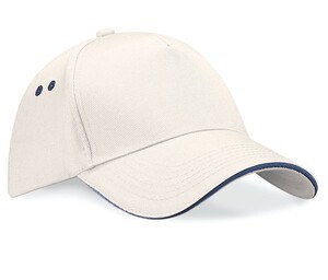 Beechfield BF15C - 5 Panel Cap 100% Cotton Putty/Navy