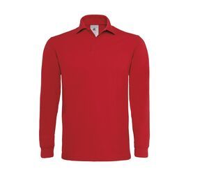 B&C BC445 - Men's Long Sleeve Polo Shirt 100% Cotton Red