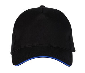 Black&Match BM910 - 100% cotton 5-panel cap Black/Royal