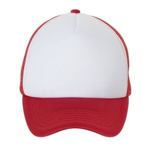 SOL'S 01668 - Bubble Five Panel Mesh Cap White / Red