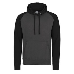 AWDIS JUST HOODS JH009 - Baseball Sweatshirt Charcoal/ Jet Black