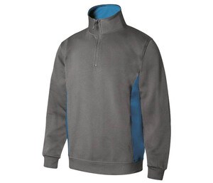 VELILLA V5704 - Two-tone zipped collar sweatshirt Grey / Sky Blue