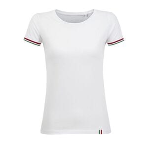 SOL'S 03109 - Rainbow Women Short Sleeve T Shirt White / Kelly Green