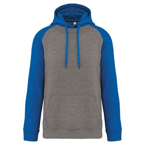 Proact PA369 - Adult two-tone hooded sweatshirt Grey Heather / Sporty Royal Blue