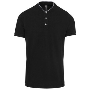 Kariban K223 - Men's short-sleeved mandarin collar polo shirt Black / Oxford grey