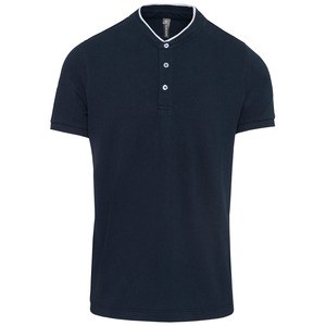 Kariban K223 - Men's short-sleeved mandarin collar polo shirt Navy / White