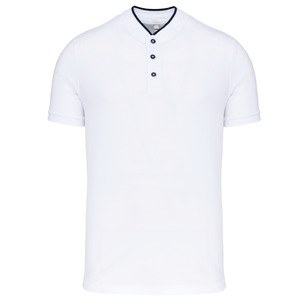 Kariban K223 - Men's short-sleeved mandarin collar polo shirt White / Navy