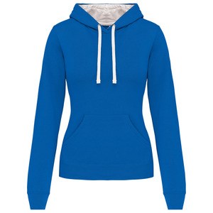 Kariban K465 - Ladies’ contrast hooded sweatshirt Light Royal Blue / White