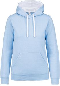 Kariban K465 - Ladies’ contrast hooded sweatshirt Sky Blue / White