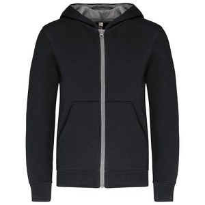 Kariban K486 - Children's zipped hooded sweatshirt Black / Fine Grey