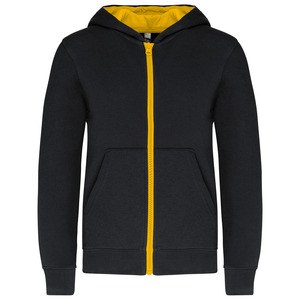 Kariban K486 - Children's zipped hooded sweatshirt Black / Yellow