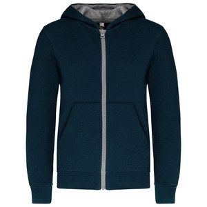 Kariban K486 - Children's zipped hooded sweatshirt Navy / Fine Grey