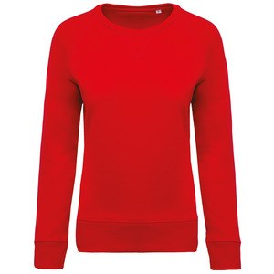 Kariban K481 - Women's organic round neck sweatshirt with raglan sleeves Red