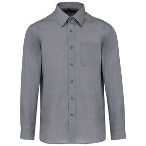 Kariban K545 - JOFREY - MEN'S LONG SLEEVE EASY CARE POLYCOTTON POPLIN SHIRT Marl Storm Grey