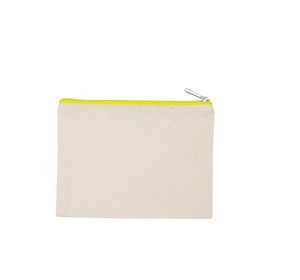 Kimood KI0721 - Canvas cotton pouch - medium model Natural / Fluorescent Yellow