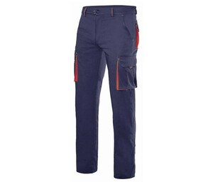 VELILLA V3024S - Two-tone multi-pocket stretch trousers Navy/Red