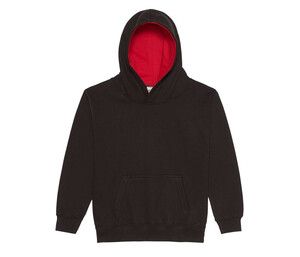 AWDIS JH03J - Children's sweatshirt with contrasting hood Jet Black/Fire Red
