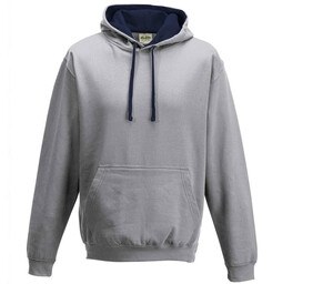 AWDIS JH003 - Contrast Hoodie Heather Grey/French Navy