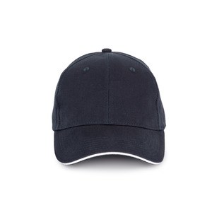 K-up KP198 - Organic cotton cap with contrast sandwich peak - 6 panels Navy Blue / White