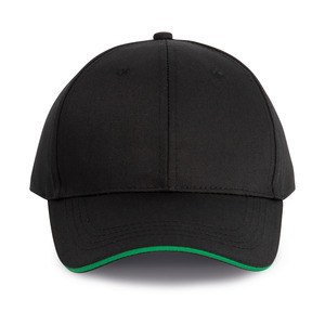 WK. Designed To Work WKP145 - Oekotex certified 6 panels cap with sandwich peak Black/ Kelly Green