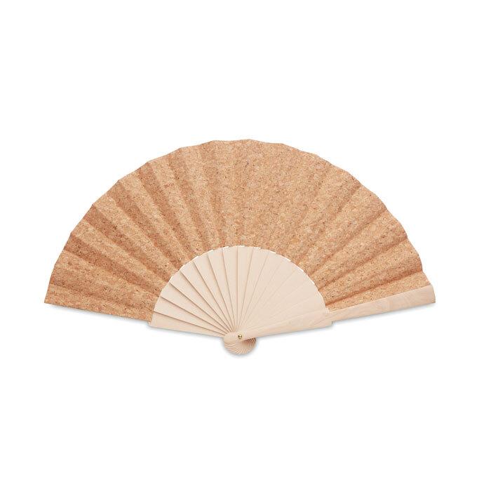 GiftRetail MO6232 - FANNY CORK Wood hand fan with cork fabric