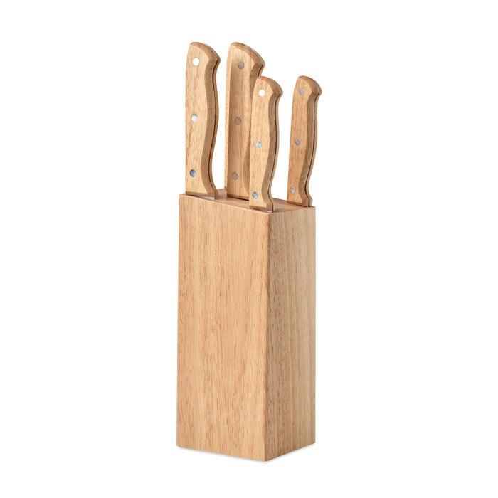 GiftRetail MO6308 - GOURMET 5 piece knife set in base
