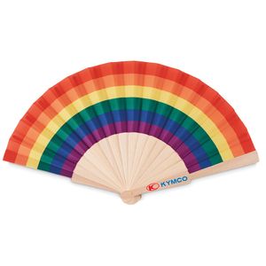 GiftRetail MO6446 - BOWFAN Rainbow wooden hand fan Multicolour