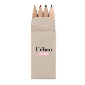 GiftRetail MO8924 - PETIT ABIGAIL 4 mini coloured pencils Beige