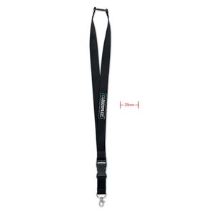 GiftRetail MO9661 - WIDE LANY Lanyard with metal hook 25mm Black