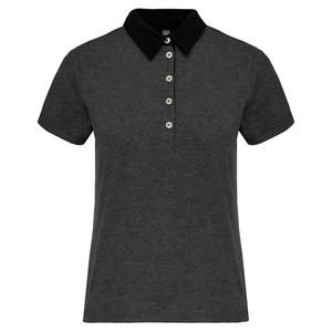 Kariban K261 - Ladies’ two-tone jersey polo shirt Dark Grey Heather/ Black