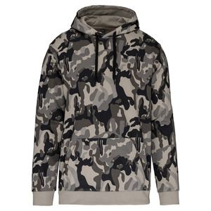 Kariban K476 - Men's hooded sweatshirt GREY CAMOUFLAGE