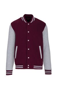 Kariban K497 - Unisex teddy fleece jacket Wine / Oxford Grey