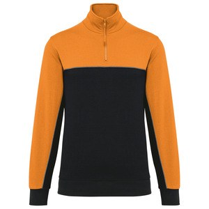 WK. Designed To Work WK404 - Unisex zipped neck eco-friendly sweatshirt Black / Orange