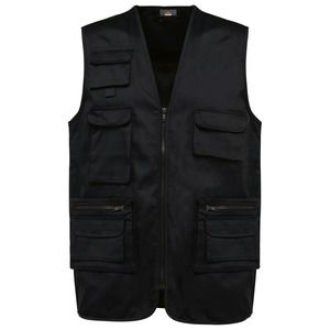 WK. Designed To Work WK609 - Unisex lined multi-pocket polycotton vest Black