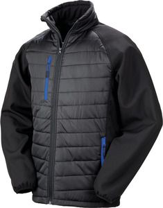 Result R237X - BLACK COMPASS PADDED SOFT SHELL JACKET Black / Royal Blue