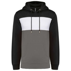 Kariban K4016 - Unisex tricolour hooded sweatshirt Black / White / Basalt Grey