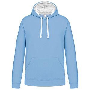 Kariban K446 - CONTRAST HOODED SWEATSHIRT Sky Blue / White