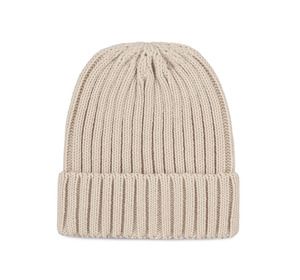 K-up KP953 - Double ribbed beanie with turn-up Light Sand