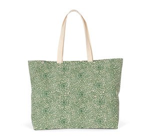 Kimood KINS112 - Organic cotton shopping bag Green leaves / Natural
