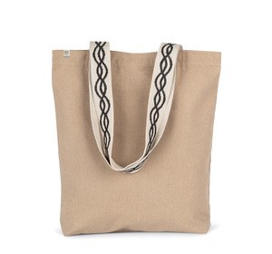 Kimood KINS116 - Recycled flat-bottom shopping bag Hemp / Curve Black