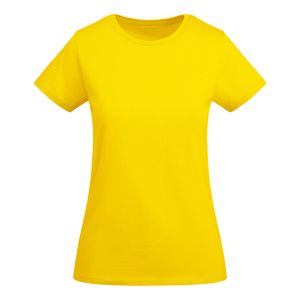 Roly CA6699 - BREDA WOMAN Fitted short-sleeve t-shirt for women in OCS certified organic cotton Yellow