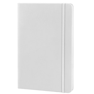 EgotierPro 30083 - A5 PU Cover Notebook with Elastic Band LUXE White